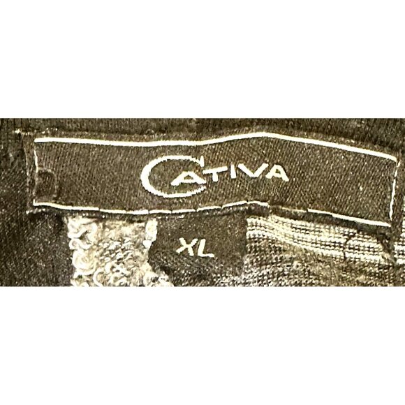 Cativa Womens Tunic Top Embroidered Art To Wear Lagenlook Patterned Black Sz XL - Picture 8 of 11